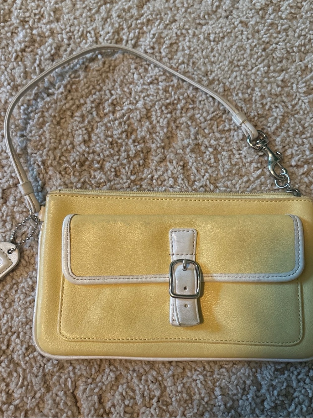 Coach Yellow Leather Buckle-Front Women's Wristlet